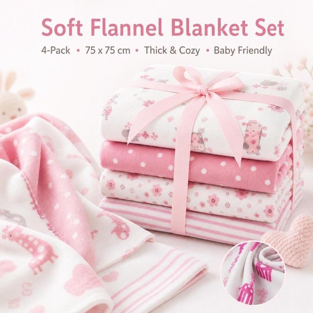4Pcs Pack Super Soft Newborn Baby Swaddle 76x76cm Baby Swaddle Wrap DIY Quilting Sewing