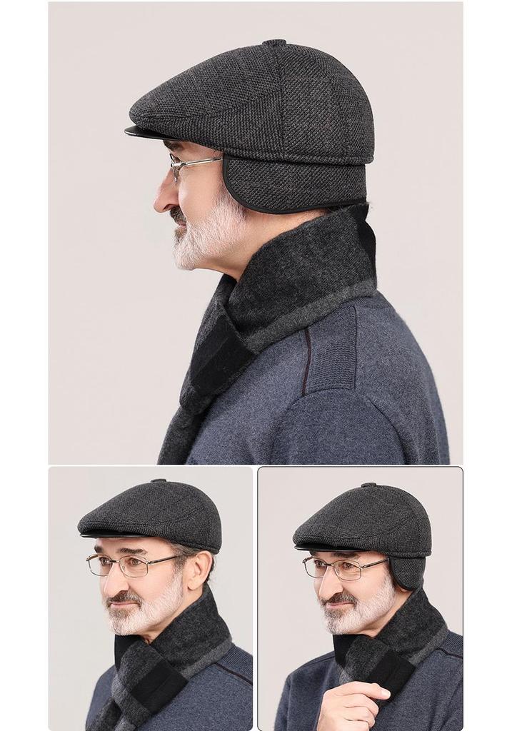 Men's Autumn/Winter Thick Duckbill Cap with Ear Protection - Middle-Aged and Senior Outdoor Cotton Hat
