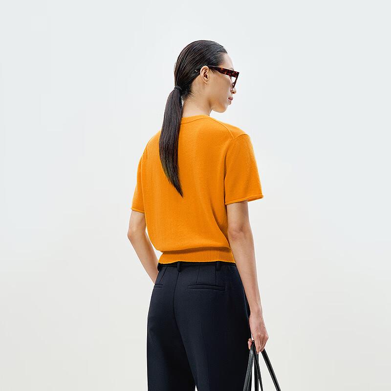 LESS 2025 Spring Cashmere Round Neck Short Sleeve Pullover