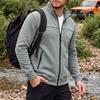 Men's Long Sleeve Jacket with Stand Collar and Zipper Pockets for Outdoor Casual Wear in Fall Winter