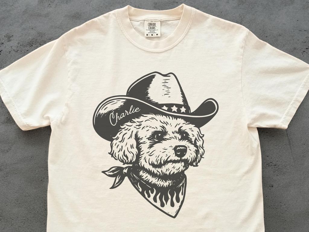 Custom Western Maltipoo Dog Name Shirt - Cowboy Style Gift for Maltipoo Moms and Dads, Personalized Maltipoo Wild West, Ranch, Country