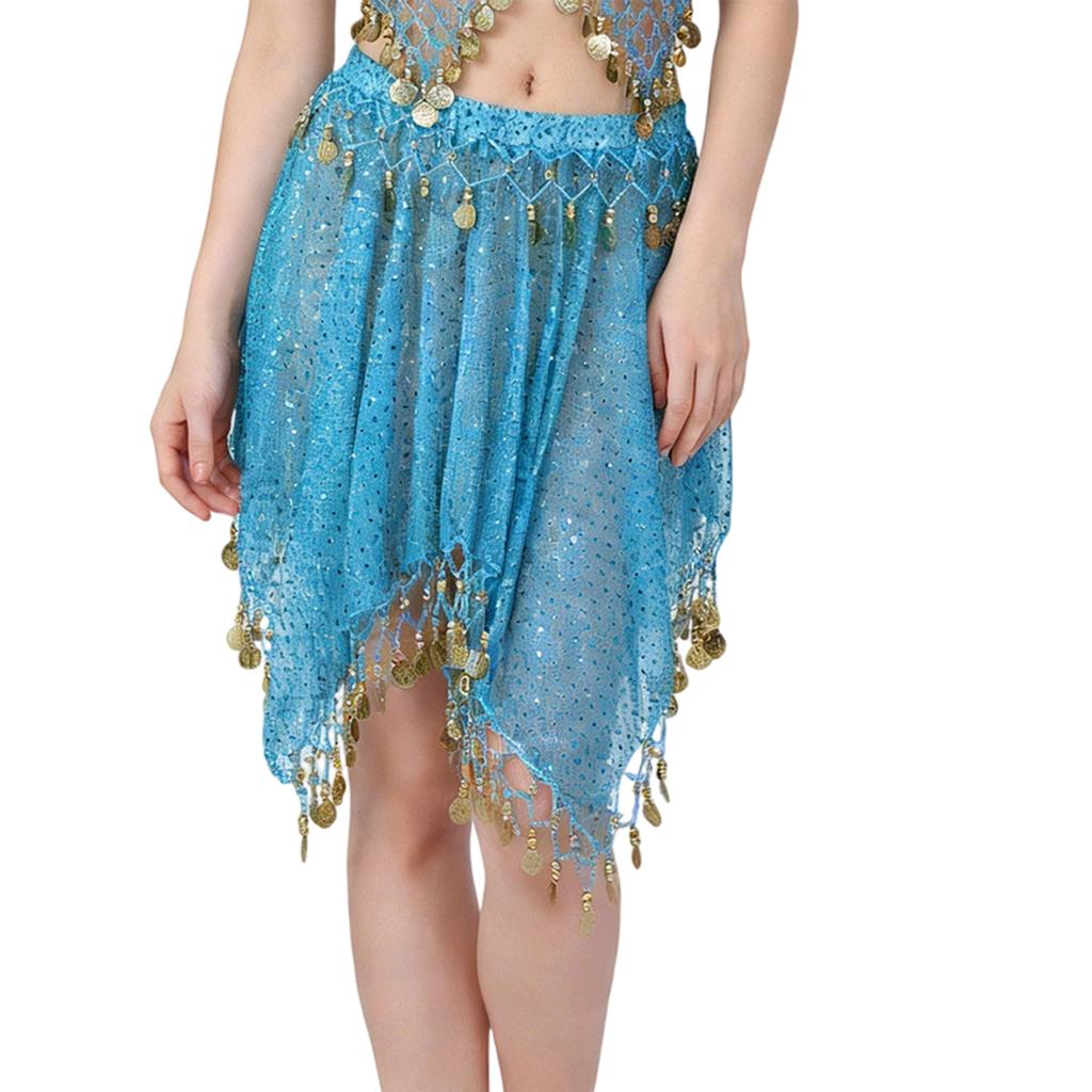 Comfortable Lightweight Polyester Belly Dance Skirt with Sequins for Extended Wear During Practice and Performances