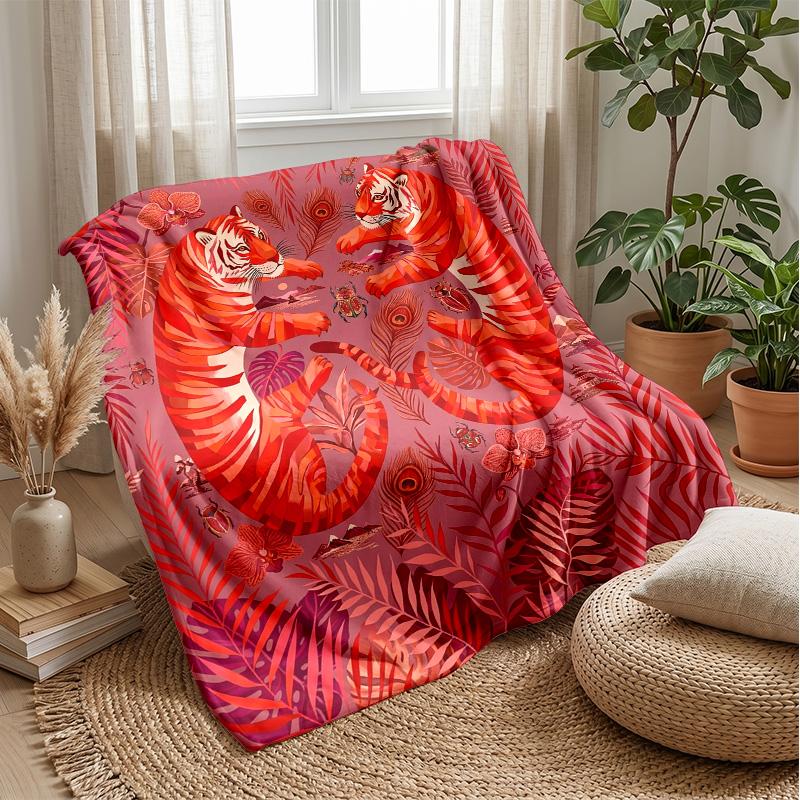 Tiger Love Artwork 1 Theme blanket Lightweight Warm Flannel Blanket Decorative Throw Blanket for Home Decoration