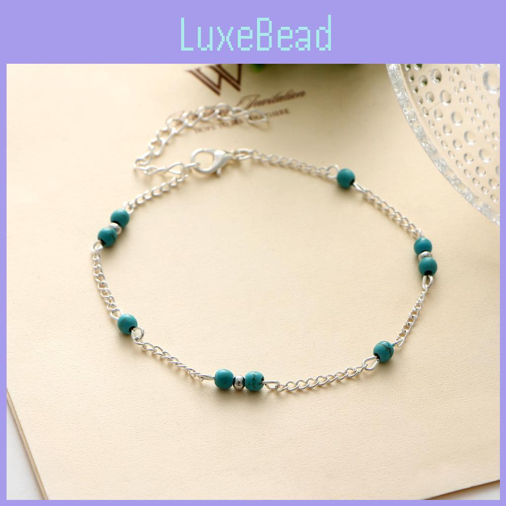 Ankle Minimalist Chain With Handcrafted Turquoise Beads For Daily Wear Gifts And