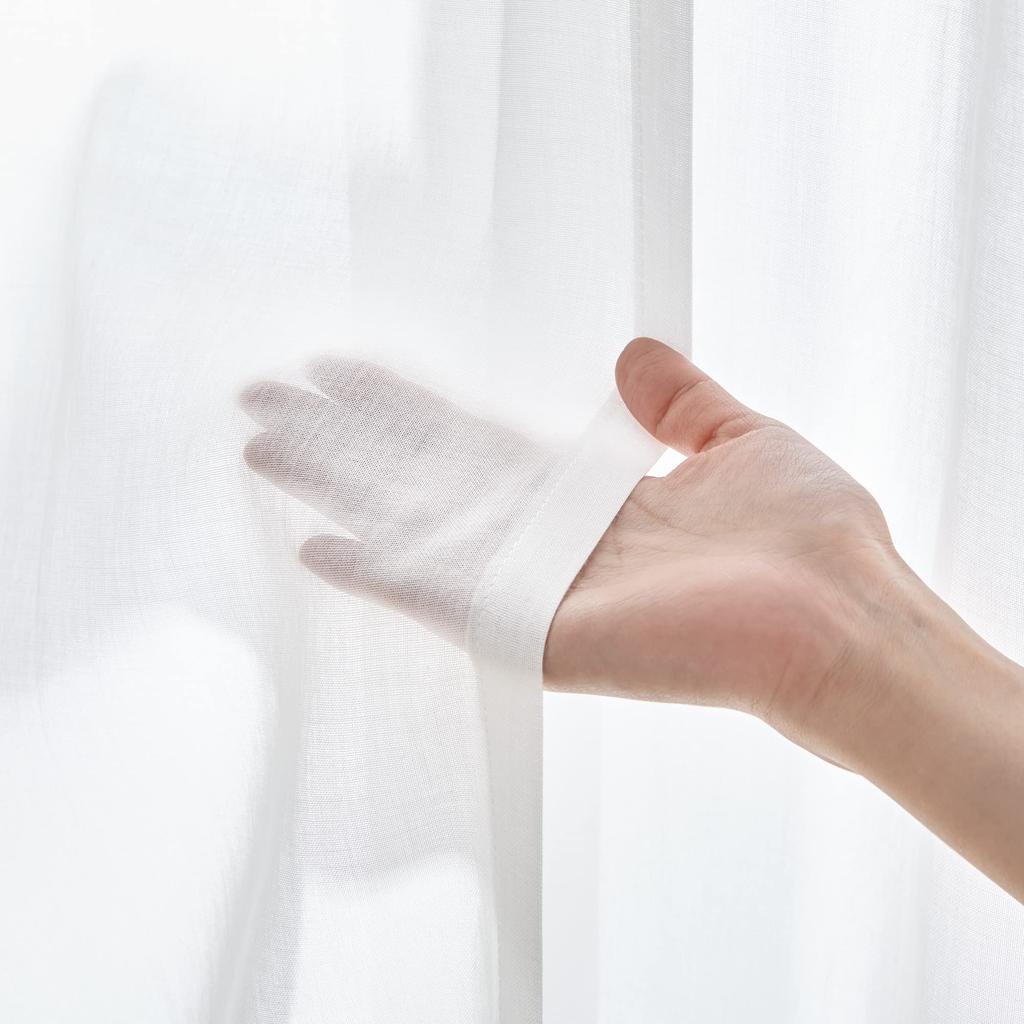 MUJI Cotton Voile Width 100 X Length 12085263 Non-Pleated Curtains, Off-White, 103cm,