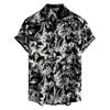 Men's Short Sleeved Shirt, Daily Fashion Printed Button Top, Chest Pocket Cardigan