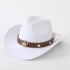 Cappello da Cowboy, Cappello Etnico in Stile Tibetano, Best-seller Transfrontaliero, Cappello Jazz, Ala Arrotolata, Cappello di Feltro, Fibbia con Borchie