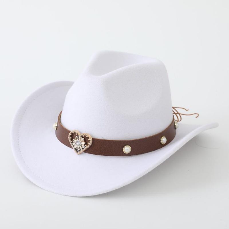 Cappello da Cowboy, Cappello Etnico in Stile Tibetano, Best-seller Transfrontaliero, Cappello Jazz, Ala Arrotolata, Cappello di Feltro, Fibbia con Borchie