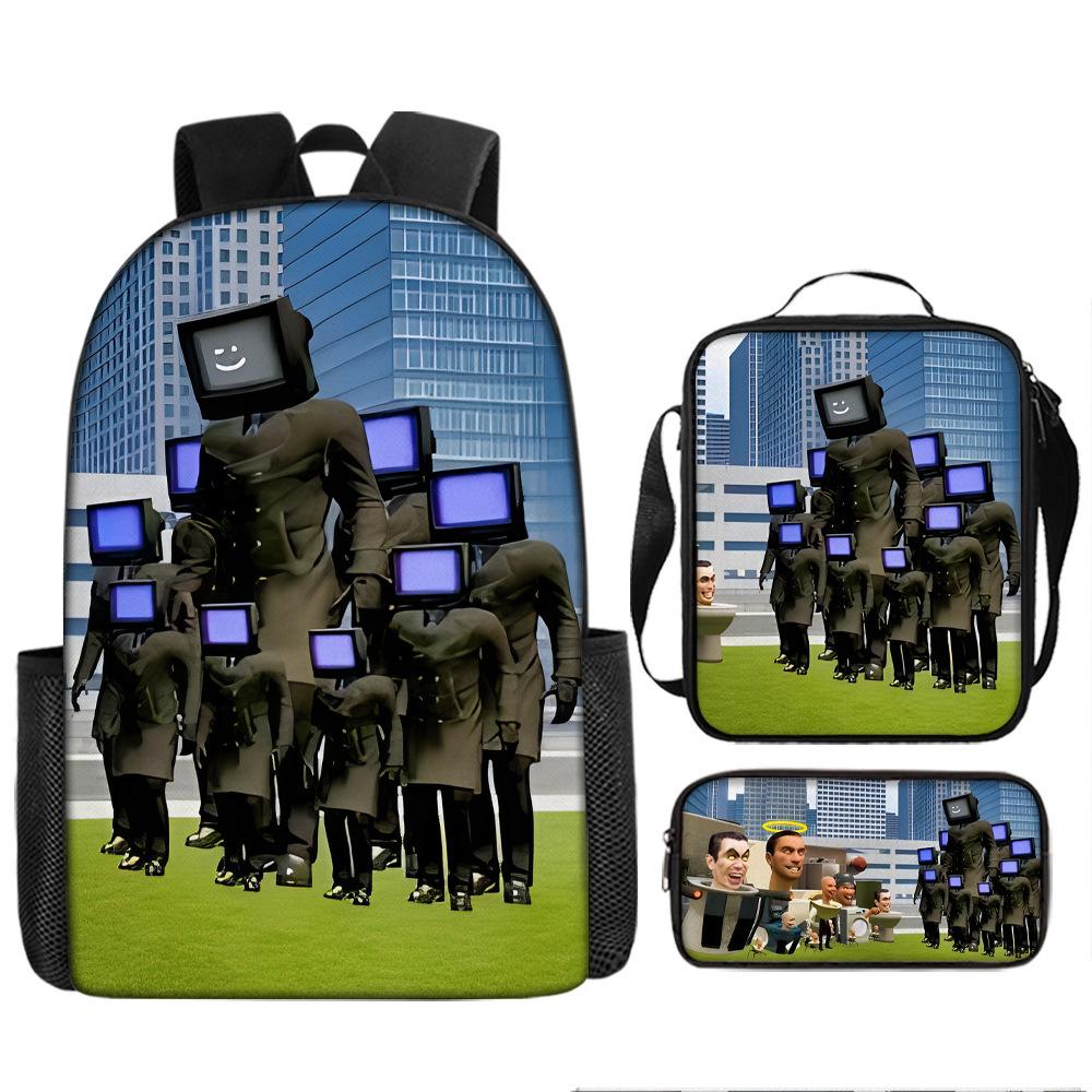 Toilet Man Spoof Schoolbag New Pupil Backpack Satchel Pencil Case