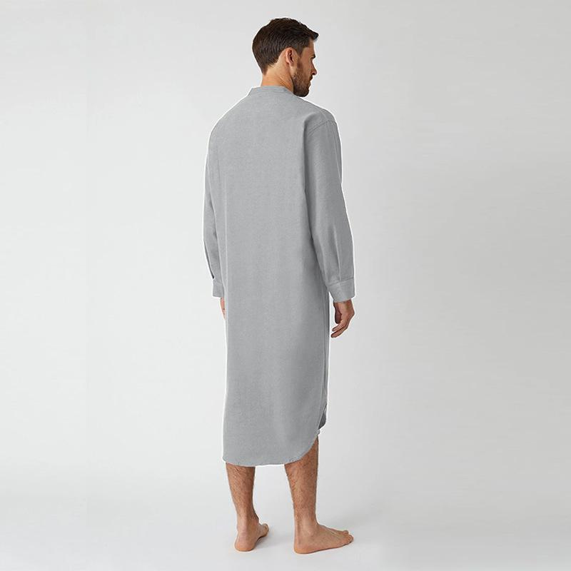 Abito da uomo in colore puro, abito a maniche lunghe in arabo saudita, abito musulmano Ramadan, abbigliamento islamico medio