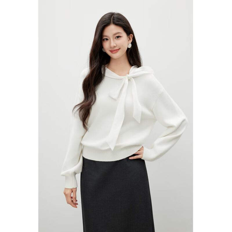 

Women s Elegant Spliced Collar Bow Knit Sweater XL