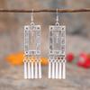 Retro Tibetan silver fringed earrings women's long temperament versatile earrings fashion personality vacation earrings