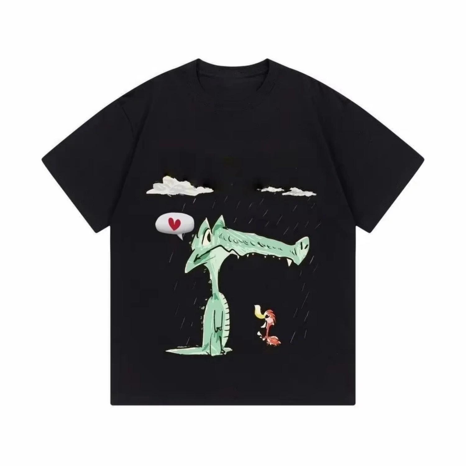 

Love Is Everywhere Fun Pattern Printed Cotton T-shirt, s and s Street Casual Versatile Cross-seasonal Wear T-shirt Top S чёрный