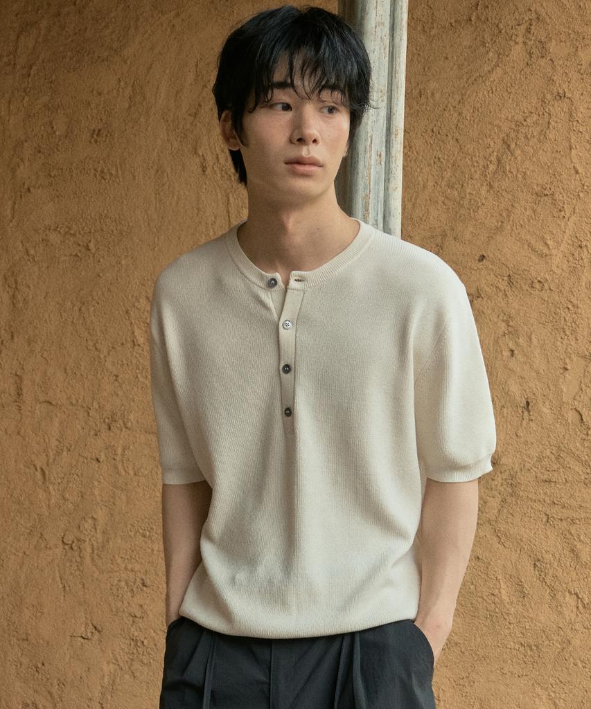 Wednesday Oasis Washable Minimal Henley Neck Half Knit_Ivory(Wc26Kn46)
