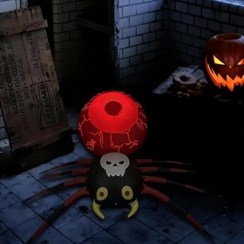 Halloween Decorations PVC Inflatable Spider LED Glow in The Dark Spider Balloon Halloween Party Supplies Yard Scary Ornaments