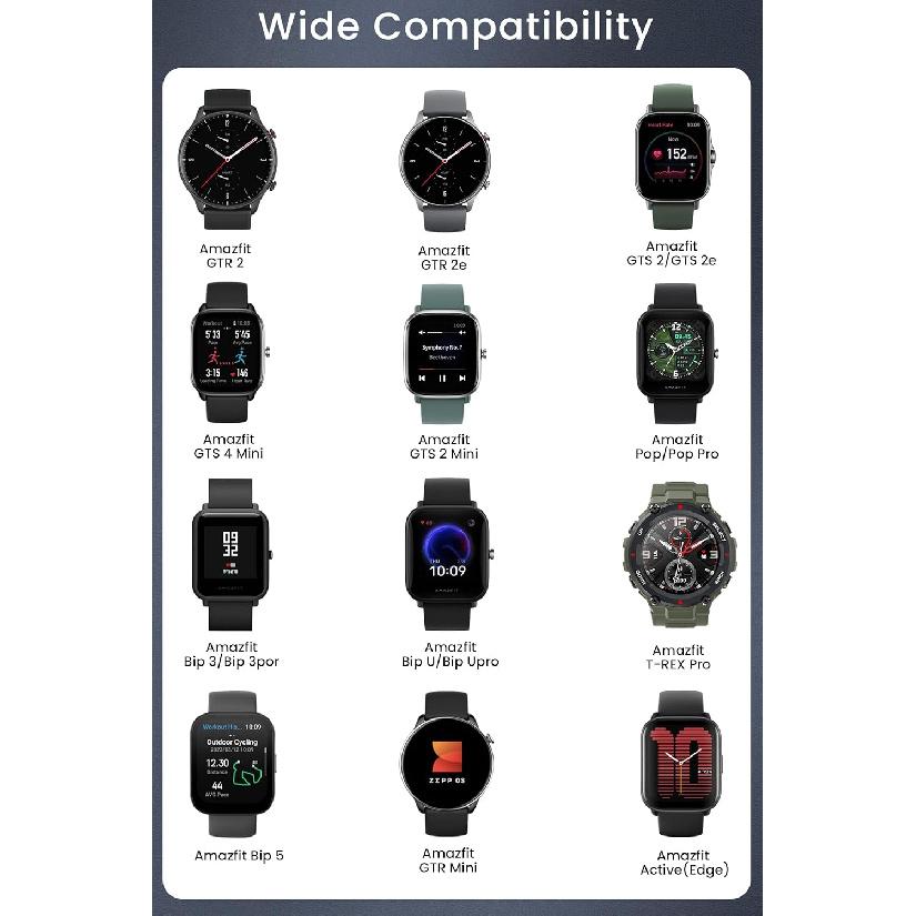 3.3ft Charger for Amazfit Bip 5,Bip 3,Bip 3 Pro,Bip U,GTS 4 Mini,GTS 2,GTS 2 Mini,GTS 2e,GTR 2,GTR Mini/2e,T-Rex Pro,Active,USB Replacement Smart