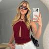 European and American Style Women's Clothing Spring New Products Sexy Babes Chest Hollow Ring Straps Backless Small Vest Top