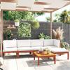 VidaXL Garden Lounge Set 6 Pieces with Cushions, Cream Acacia Wood and Rope 3057900