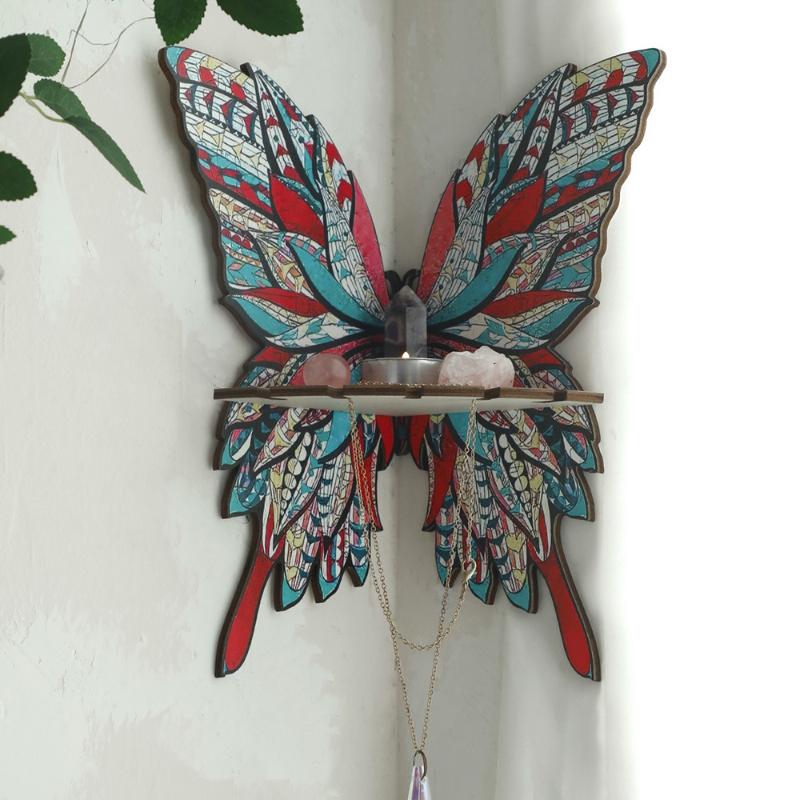 Colorful Butterfly Style Storage Rack Wooden Crafts for Place Aromatherapy Ornaments Home Decoration
