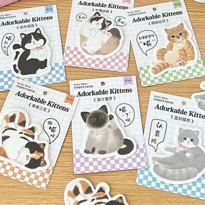 30sheet Cute Cartoon Kitten Memo Pad Lovely Anime Cat Scrapbooking Memo Pad Portable Stationery Notepad Kawaii Sticky Note
