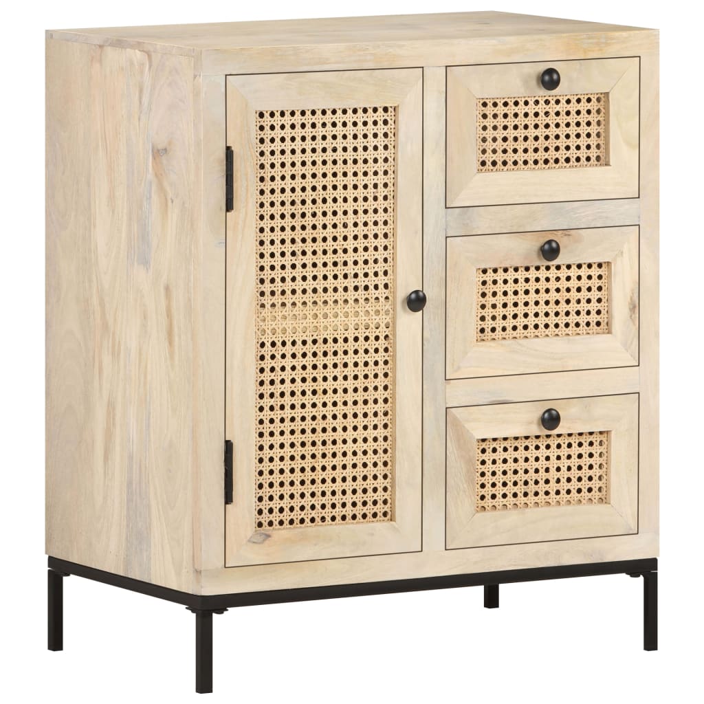 Sideboard 60x35x70 cm Solid Mango Wood and Wicker