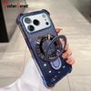 Clear Shockproof Plating Magnetic Magsafe Bracket Case For Iphone 17 Air 16 16E 15 14 Plus13 12 11 Pro XS Max XR Silicone Cover