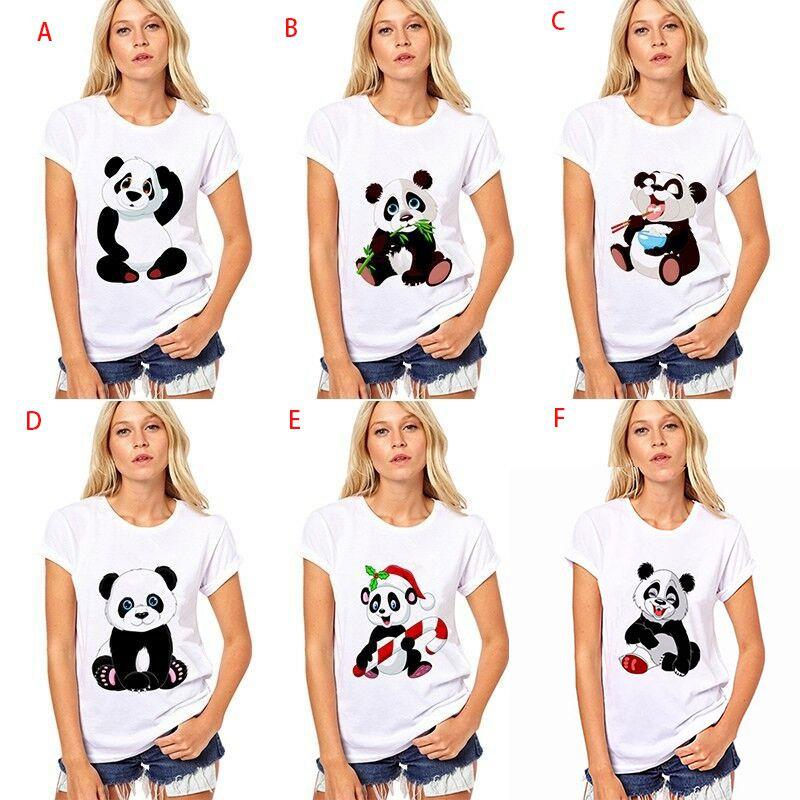 Stylish Women T Shirt Tops Featuring Adorable Panda Print For Summer Casual Wear