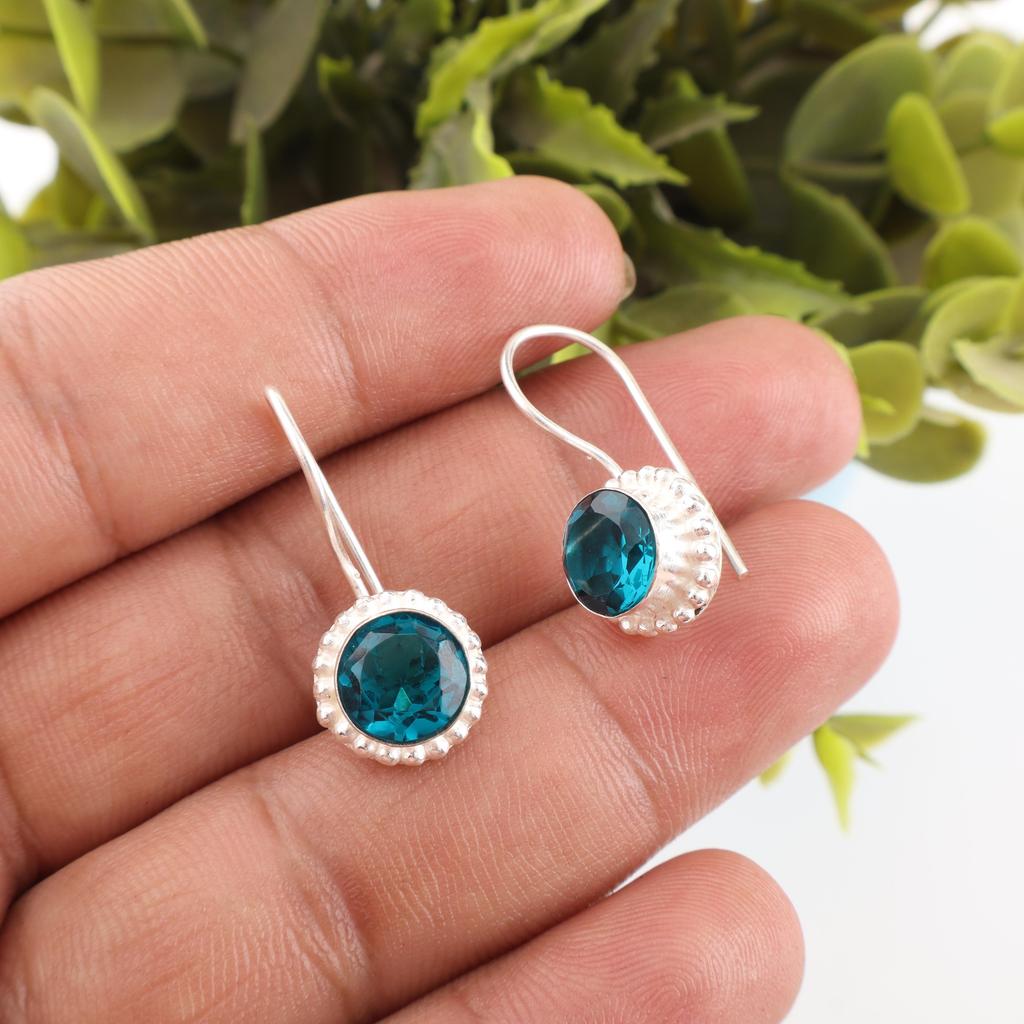Apatite Handmade Silver Jewelry, 925 Sterling Silver Earring, Handmade Beautiful Gemstone Jewelry, Apatite Earring For Her
