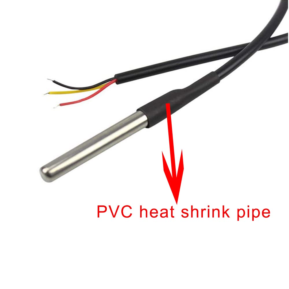 5pcs 5m DS18B20 Digital Thermistor Probe Temperature Sensor Waterproof Temperature Probe Stainless Steel Resistance Thermal Cable -55°C to +125°C