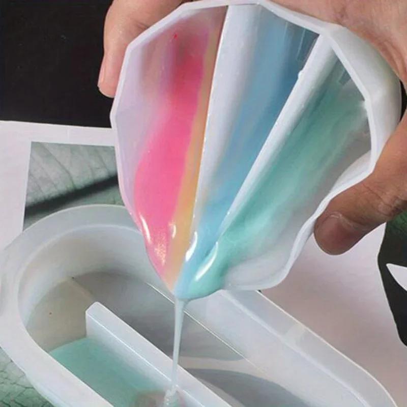 Split Cup For Paint Pouring,Reusable Fluid Art Split Cup Silicone Split Pouring Cup With Dividers For Acrylic Paint Resin