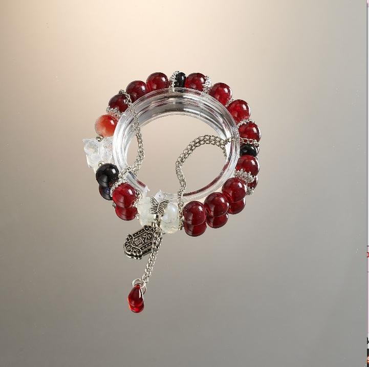 Bohemian Sweet  Beaded Bracelet for Women Girls Pink Color Imitation Jade Crystal Hand Jewelry Birthday Party Gifts