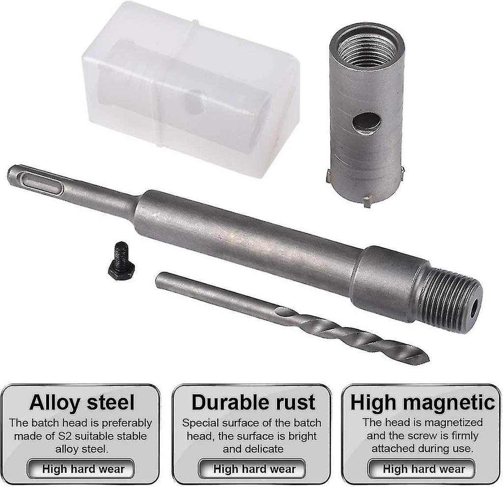35Mm Sds Hole Saw + 200Mm Connecting Rod + Twist Drill Bit + Positioning Screw, For Reinforced