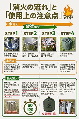 OUTBEAR [Quick Fire Extinguisher] Stainless Steel Fire Extinguisher with Canvas Bag (2 Ways To Extinguish Fires) for Charcoal, Firewood, Camping, and