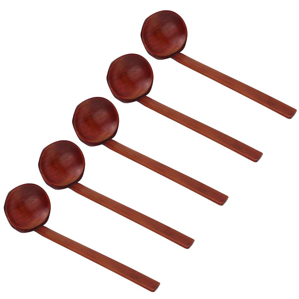 5Pcs Wooden Spoons Sturdy Handle Hand Polished Smoother Light Weight Japanese Tortoise Shell Spoon for Restaurant
