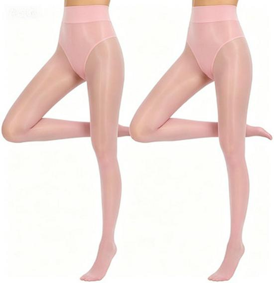 Women's Shiny High-Waisted Silk Tights - Transparent, Skinny Horse Oil Stockings