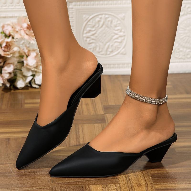 Large size spring and summer new leopard print pointed head back air half support high heel bag head sandals woman