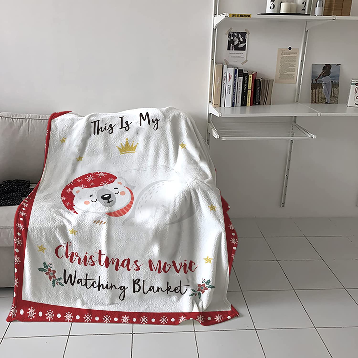 

Рождественский плед для дивана-кровати, милый зимний пингвин с рождественской шапочкой, мягкий, уютный, легкий фланелевый флисовый плед для кровати 100x125cm