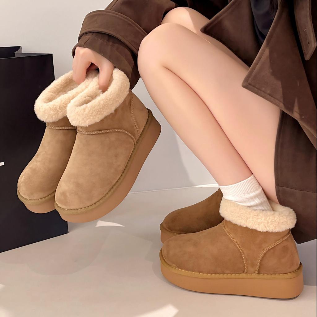 [Fanfna] Retro platform snow boots for women's 2025 autumn new velvet thickened warm wear-resistant non-slip cotton shoes