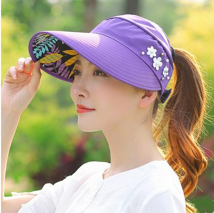 High Quality New Pattern Foldable Leisure Floral Pattern Sun Visor Caps Hat M