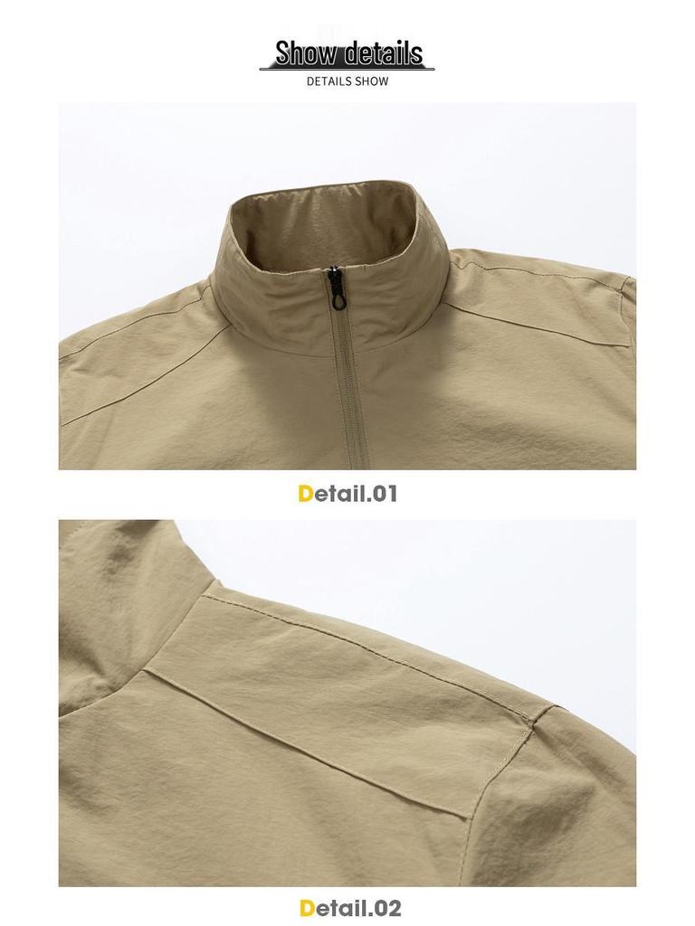 Men's Spring & Autumn Stand-Up Collar Lightweight Jacket, Loose Fit, Plus Size, Customizable Logo