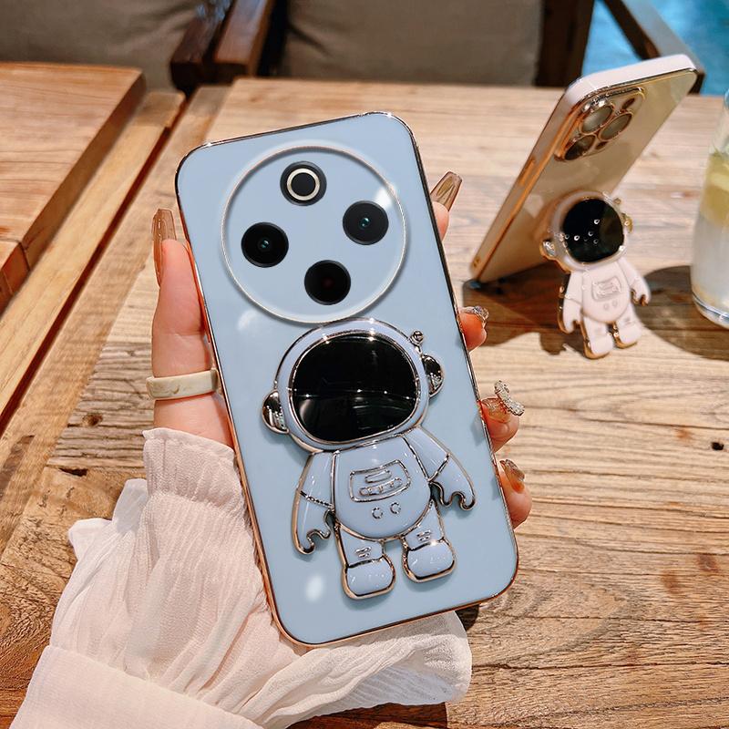 For Vivo Iqoo Z10 Case Shining Astronaut Spaceman Bracket Holder Design Soft Plating For Iqoo Z10 Back Cover