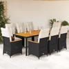 Vidaxl 9-Cz. Bistro Furniture Set with Cushions, Black, Poly Rattan