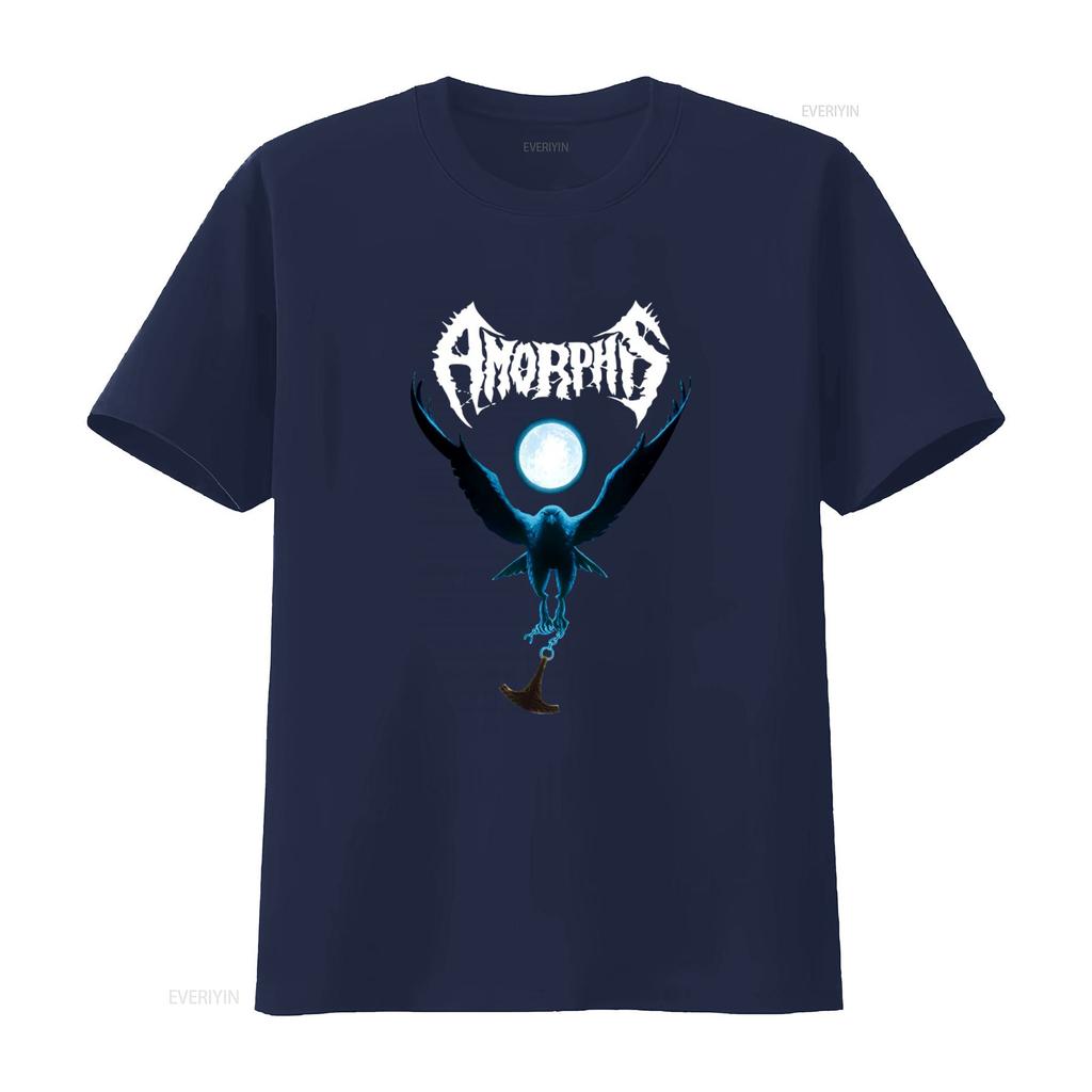 Amorphis Black Winter Day T Shirt Stylish Design With Moonlit Raven And Axe Print Vintage Versatile Soft Fashion Casual