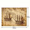 2Dflat1 antique world map canvas featuring designs of ships at sea - suitable for use as a banner in the living room office