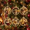 Acrylic Santa Hanging Ornaments 6 Pcs Christmas Pearl Art Ornaments, 2D Flat Holiday Tree Pendant, Decorations Effect Decoration for Home Wall