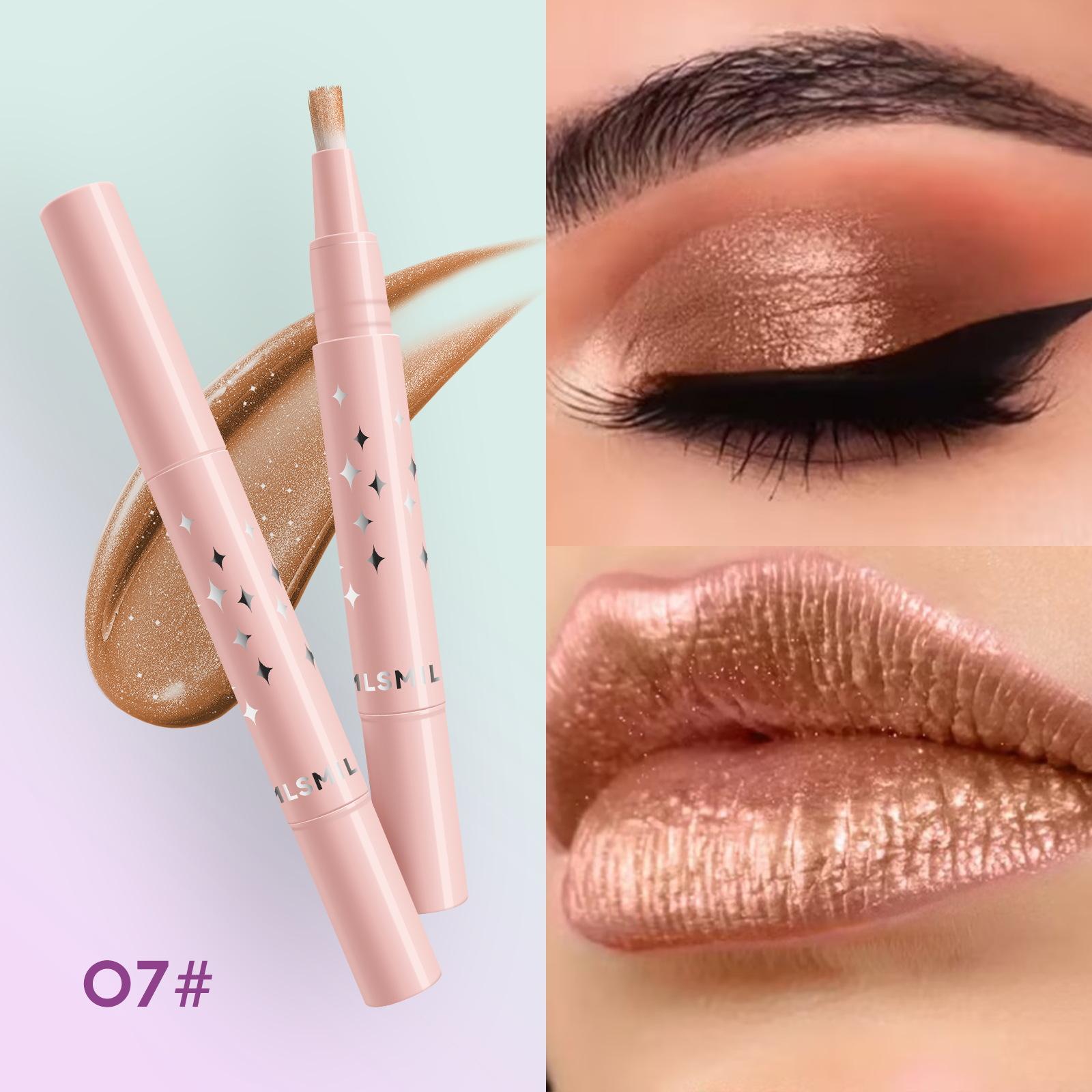 

8 цветов Жемчужные жидкие тени для век Мягкая кисть с бриллиантами Тени для век Вращающийся блеск для губ Глазурь для губ Губы, щеки и глаза Многофункциональные тени для век 7#