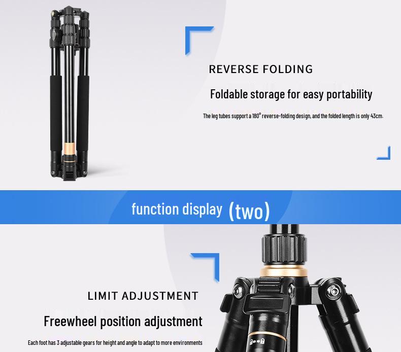 8-Light Edition Q222C Carbon Fiber DSLR Camera Tripod for Photography & Videography - Portable & Travel-Friendly