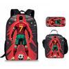 Casual Sports CR7 Print School Bag With Lunch Bag Pencil Case 3pcs Set Primary Student Boys Girls Backpacks Birthday Gifts