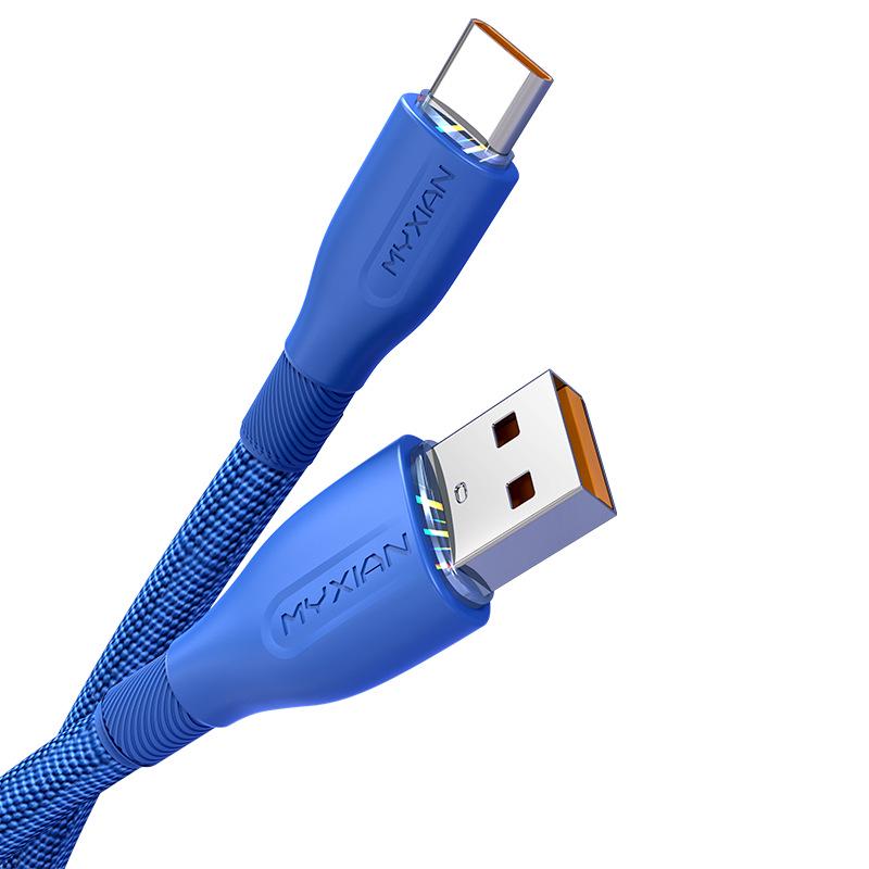 120W Fabric Braided USB-C Charging Cable for Huawei, Honor, Vivo, Oppo - Super Fast Charge