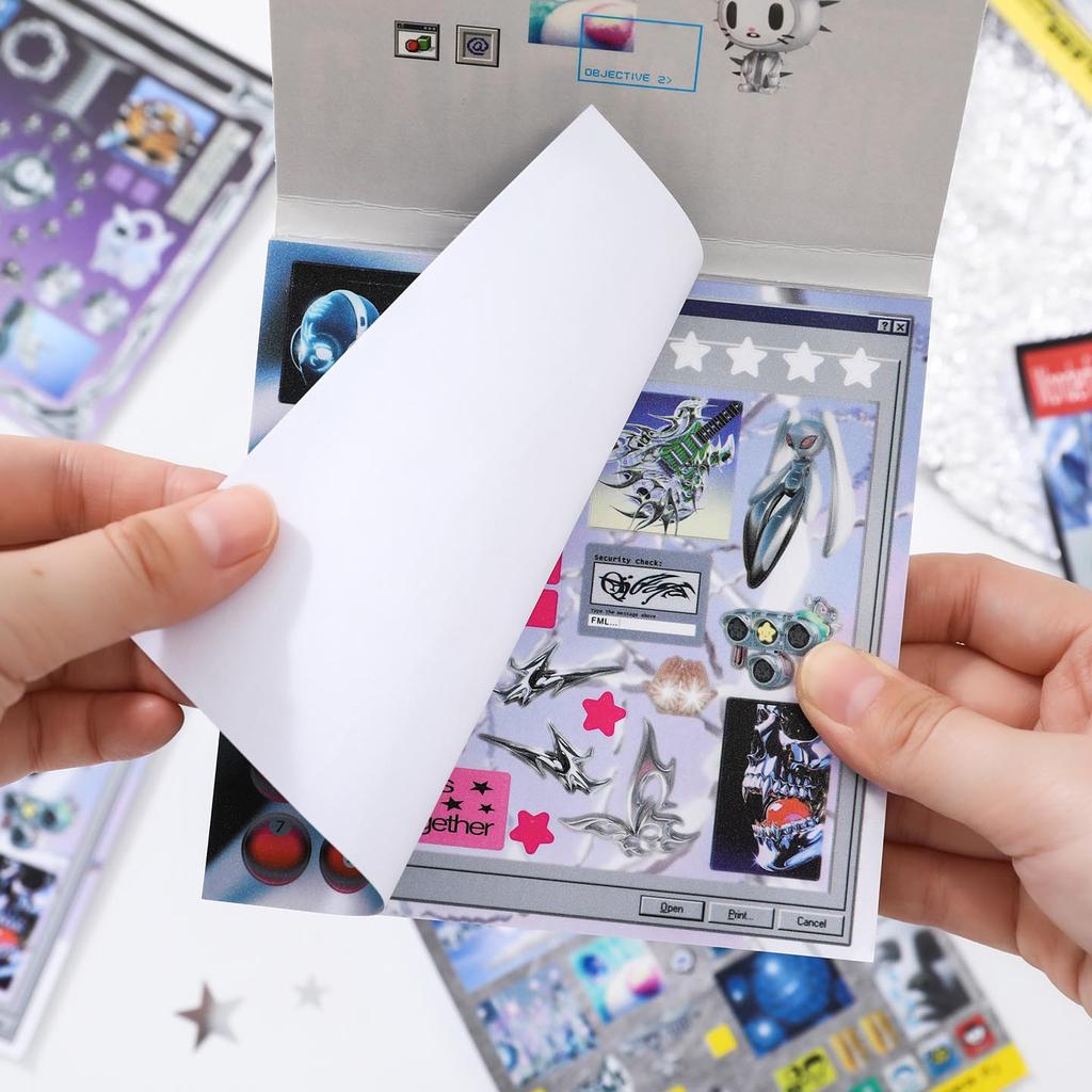 JIAMEI 30 Blatt Retro und Zukunft Serie Kawaii Ins Stanzbuchstaben Aufkleber Buch DIY Tagebuch Clipbook Ästhetische Aufkleber